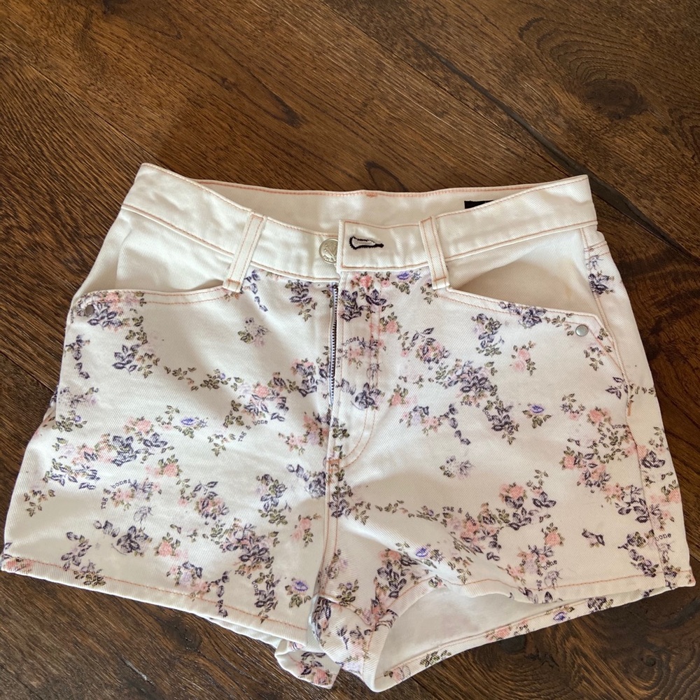 Floral jean shorts